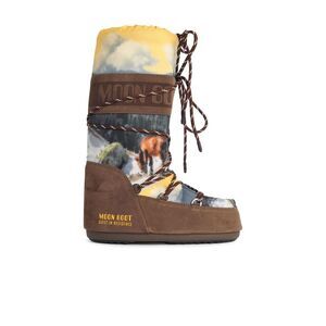 Moonboot 'Icon Postcard' Brown Nylon And Suede Boots Women